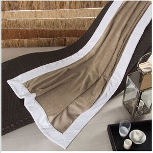 Frette Mediterranean Beach Towel Khaki White New